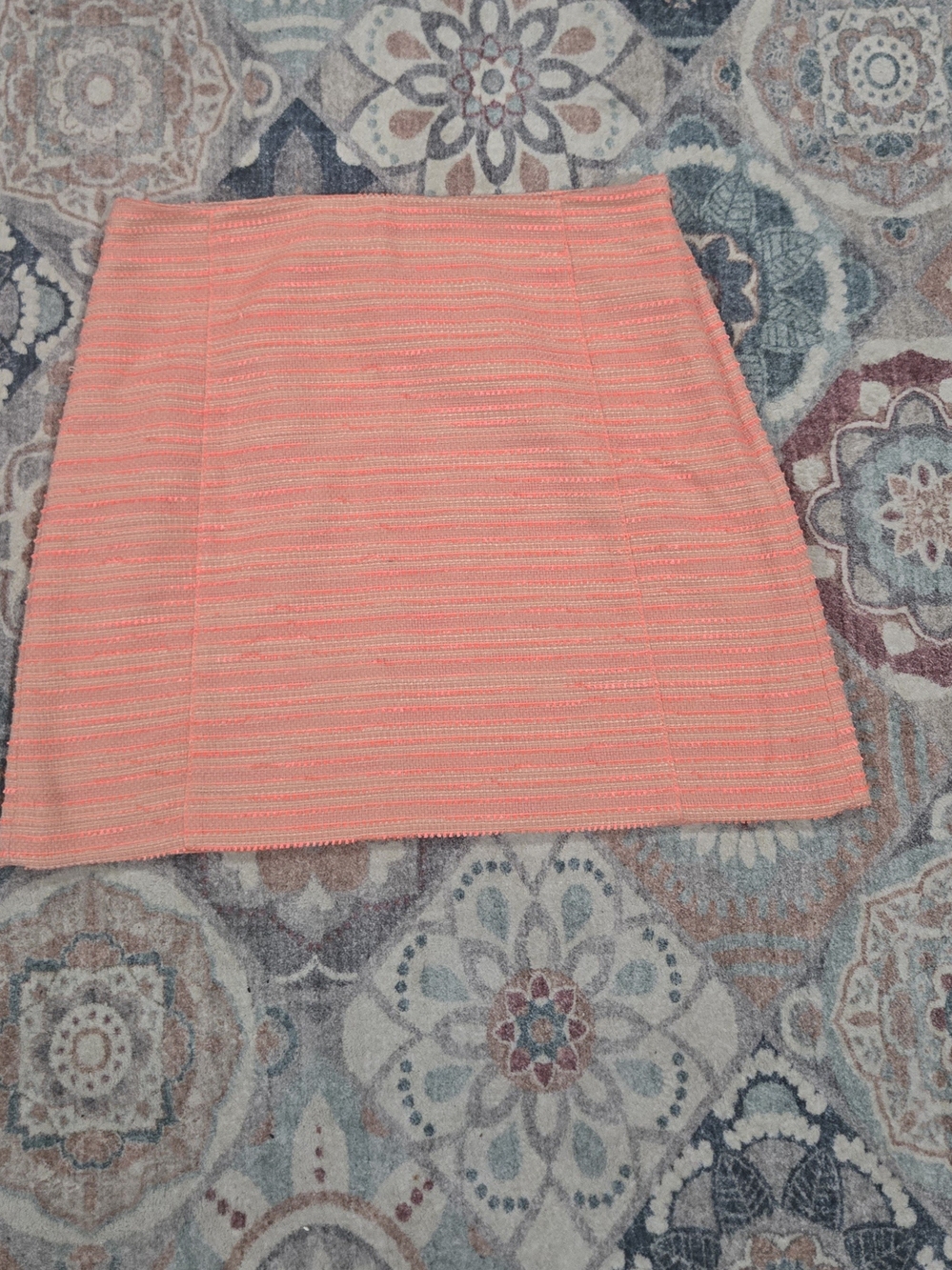 LOFT Textured Tweed A-Line Coral Vibrant Prep Modern Academic Mini Skirt 10